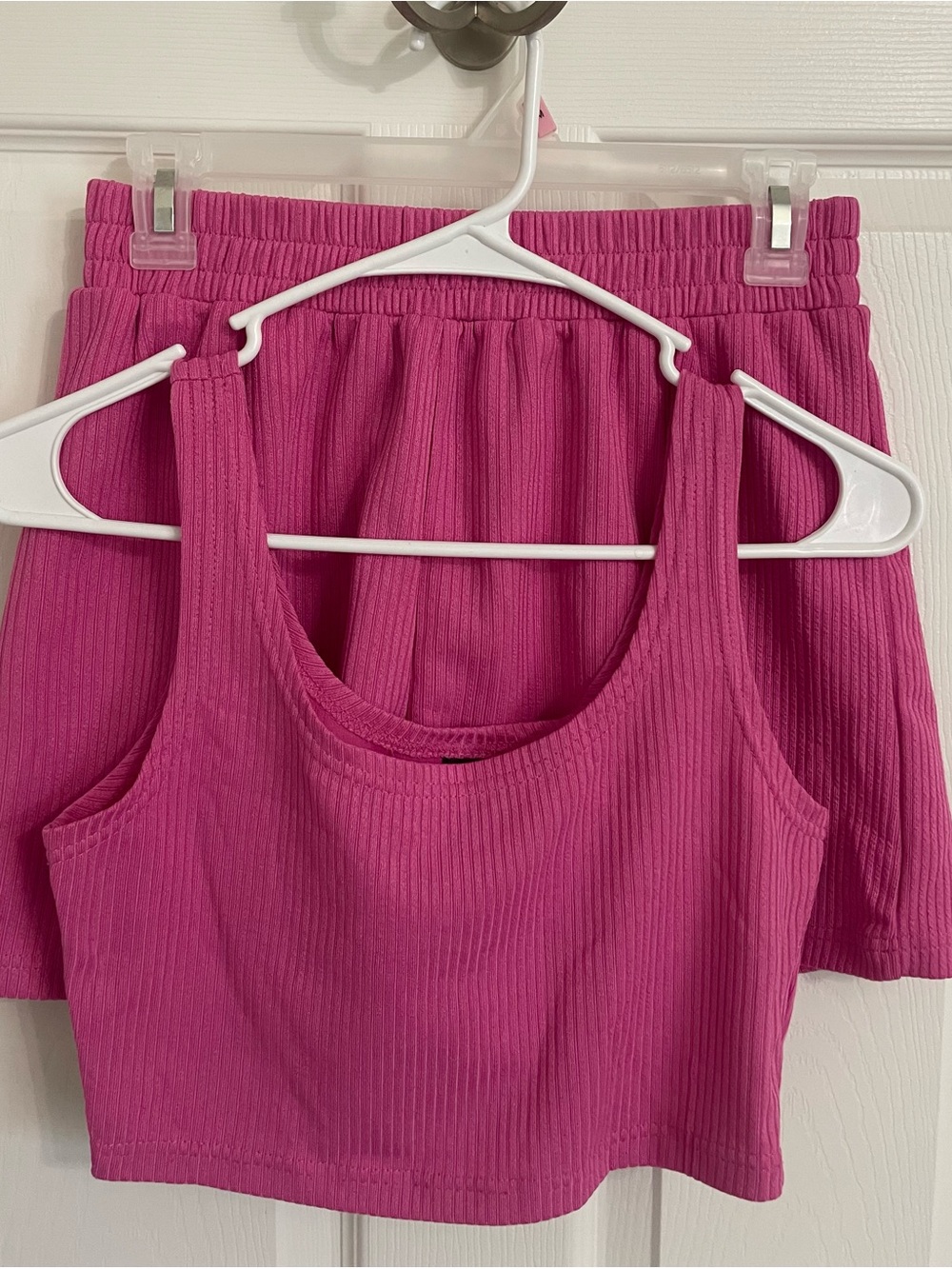 SHEIN Fuchsia Ribbed Tank and Shorts Set